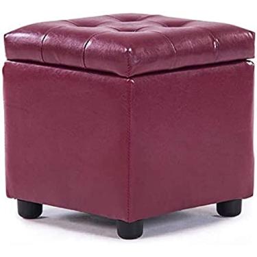 Imagem de Cubo de armazenamento dobrável de couro sintético, organizador versátil de brinquedos e sapatos, 35 x 35 x 35 cm (14 x 14 x 14 pol) - banquinho elegante com solução de armazenamento oculta