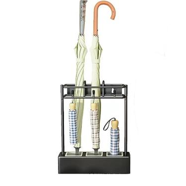 Imagem de Suporte de guarda-chuva interno para entrada, prateleira de armazenamento de guarda-chuva com bandeja de água removível, decoração de corredor de entrada para guarda-chuvas longos e dobráveis, montado