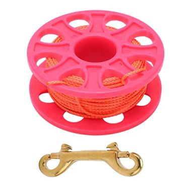 Imagem de SIWOTED 30M Carretel de mergulho Carretel de dedo de mergulho com clipe de pressão de parafuso de ponta dupla Fio laranja fluorescente (Rosa)