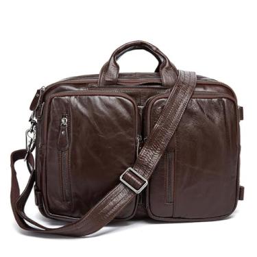 Imagem de THJKUPO Bolsa tiracolo masculina retrô multifuncional, Marrom-1, 38*27cm