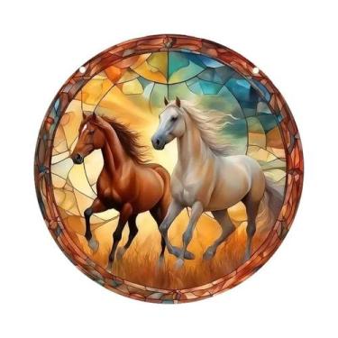 Imagem de Painel Acrílico Vintage Com Padrão De Cavalo Para Pendurar Na Janela, 