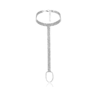 Imagem de Tornozeleira Feminina Multicamadas Com Cristais E Strass Para Noivas, 