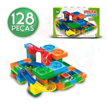 Imagem de Brinquedo Blocos de Montar Pista Labirinto com Bolinhas de Gude 128 Pe