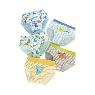 Imagem de Cuecas De Algodão Com Desenho De Dinossauro Para Meninos, 3 Peças, Cue