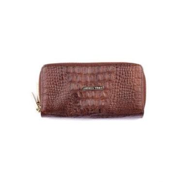 Imagem de Carteira feminina grande de couro croco Tinna-Feminino