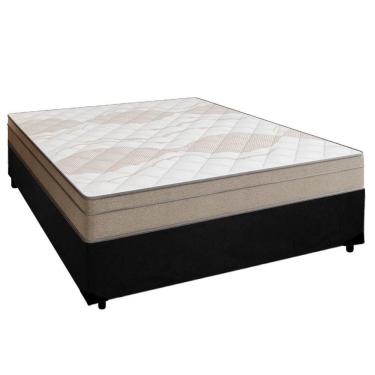 Imagem de Cama Box Casal Suede + Colchão De Molas Ensacadas Portobel Ipanema - 138x188x65cm Preto