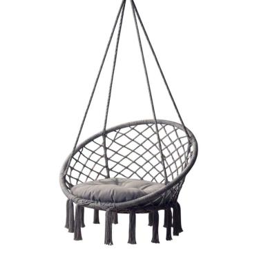 Imagem de Cadeira Rede Balanço Suspenso Almofada Confortavel Algodao Descanso Varanda Jardim Casa Quintal Lazer Terraço Sacada