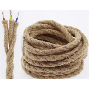 Imagem de Cabo De Lâmpada Vintage Em Corda De Cânhamo 250V 3 Vias, Cabo Flexível