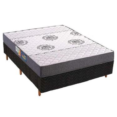 Imagem de Cama Box Casal: Colchão Espuma Polar D45 Pérola Fort Black + Base CRC 