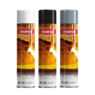Imagem de Tinta Spray Etaniz Alta Temperatura 400ml Aluminio, Preto Fosco ou bra
