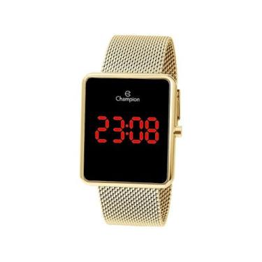 Imagem de Relógio Feminino Champion Digital Quadrado Dourado CH40080V, Dourado