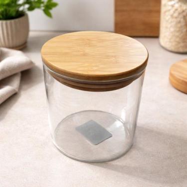Imagem de Pote de Vidro Circular Hermético Multiuso com Tampa de Bambu - top rio