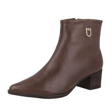 Imagem de Bota Feminina Salto Baixo Couro Fechamento Pratico Via Marte