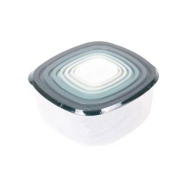 Imagem de Conjunto 7 Potes Quadrado com Tampa 100ML Até 04 Litros Plástico para Armazenar Alimentos Thika