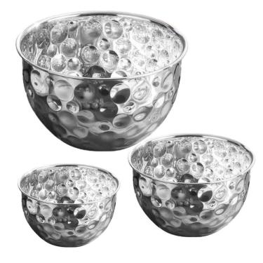 Imagem de Tigela BSL3881 para Salada em Inox Kit 3 Unidades Multiuso para Mesa Prata Compre Desejos