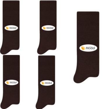 Imagem de 5 Pares De Meias Social Masculina Modal Selene 8350, 39-43, Marrom-esc