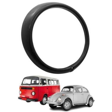Imagem de Par aro do farol fusca kombi clipper 76/ preto 1 furo - INDCAR
