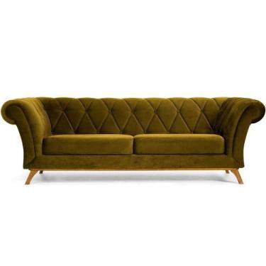 Imagem de Sofá 3 Lugares Império 230 Cm Veludo Mostarda C-260 - LYAM DECOR