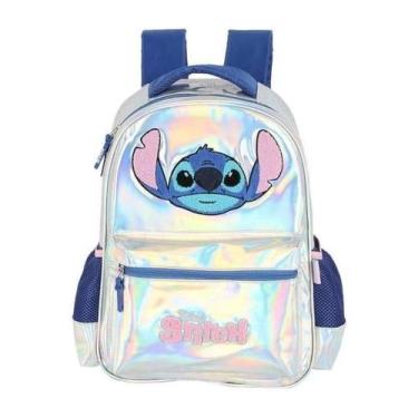 Imagem de MOCHILA ESCOLAR STITCH PRATA HOLOGRAFICA LUXCEL Prata, M, Prata