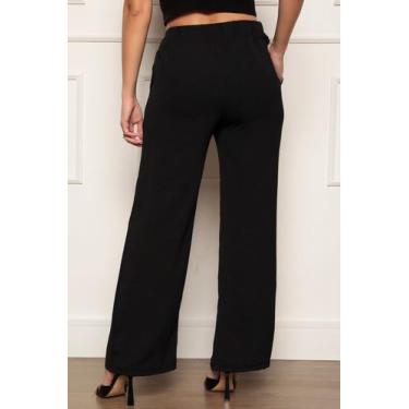 Imagem de Calça Pantalona Wide Leg Duna Amarração Bolsos Preto - WE HAPPY, Preto