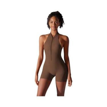 Imagem de Macacão Esportivo Feminino Sexy Sem Costas Com Efeito Empina Bumbum, S