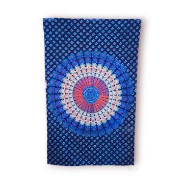 Imagem de Tapete de Parede Decorativo Indiano Azul Mandala Mística - Via Mística