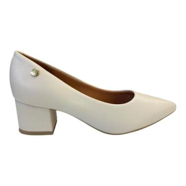 Imagem de Sapato Scarpin Casual Feminino Vizzano Pelica Salto Bloco 1220.315 Cre