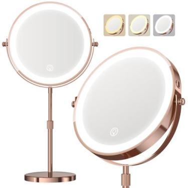 Imagem de Espelho de maquiagem Dienmern 9" de dupla face 1x/20x Lights