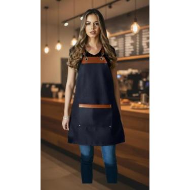 Imagem de Avental Jeans Profissional Ajustável 65x56cm - Congratulations Store