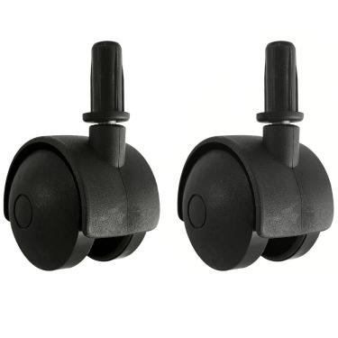 Imagem de 2 Rodízios de Pressão Plástico Preto com Pino Para Móveis e Cama Box Rodinhas Giratórias