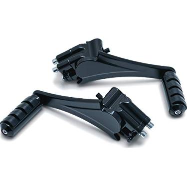 Imagem de Pegas de pé de motocicleta Kuryakyn 7059: Pegas de passageiro ajustáveis para motocicletas Harley-Davidson 2010-19 com suportes fixos, preto brilhante, 1 par