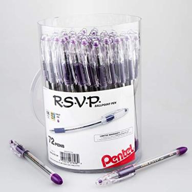 Imagem de Pentel Caneta esferográfica RSVP, (1,0 mm), linha média, tinta violeta, lata com 72 unidades (BK91PC72V)