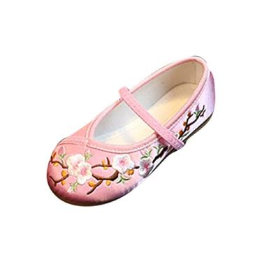 Imagem de Huicai Sapatos Hanfu para Meninas com Flor Bordada Chinesa Flat Retro Étnico Slope-Sapatos Sapatos Florais Vintage Sapatos Mary Janes de salto plano