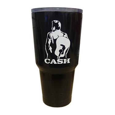 Imagem de Decalque ViaVinil Cortado por matriz Johnny Cash (Branco) para janelas de automóveis, copos de copo Yeti e RTIC, Macbooks e laptops, iPhones e telefones celulares Android, iPads e tablets e muito mais!