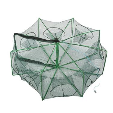 Imagem de Rede de Pesca Dobrada Port¨¢til,8 Furos Autom¨¢tico Rede de Caranguejo Armadilha Armadilha Acess¨®rios para Peixes Com Bot?o Encolher e Arma??o de Guarda-chuva de A?o Inoxid¨¢vel, Armadilha de isca
