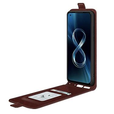 Imagem de YUNCHAO Caixa de telefone Para ASUS ZenFone 8 R64 TEXTURA CASA DE COLATO VERTICAL DO VERTICA COM CATOS DE CARTÃO E FOTO DE CARTO E FOTO capa para celular
