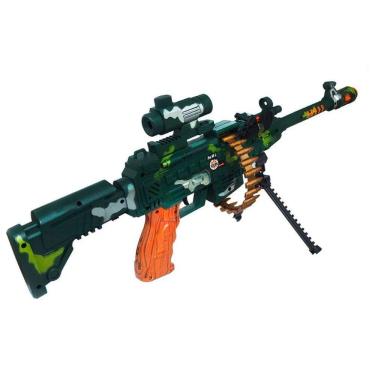 Brinquedo Metralhadora Eletrônica Infantil Militar Som E Luzes Arma Ak47 69  Cm 