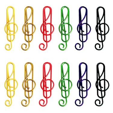 Imagem de 50 peças clipes de papel em forma de notas musicais criativas de metal de 40 mm/1,57 polegadas clipes de papel para livros/marcadores de página clipes de papelaria para papel