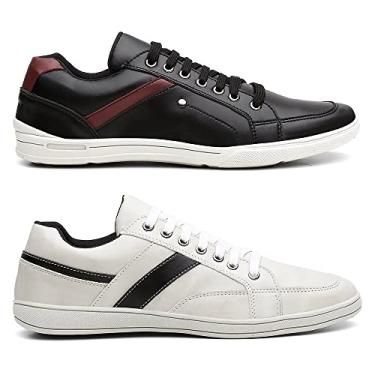 Imagem de Kit Tênis Masculino Casual Esporte Fino e Cinto e Carteira - Creme/Preto/37