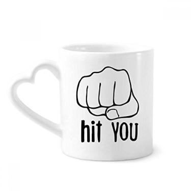 Imagem de Caneca com estampa de gestos personalizada de punho preto caneca de café cerâmica copo de coração de vidro