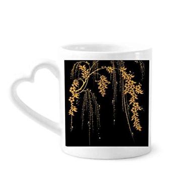 Imagem de PaintingJ Caneca de flores amarelas apanesas café cerâmica copo de coração de vidro