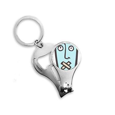 Imagem de Shut Up Abstract Face Sketch No Nail Nipper Ring Chaveiro Abridor de Garrafas Cortador