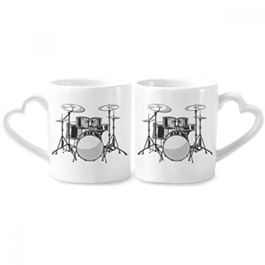Imagem de Conjunto de canecas de porcelana para casais, musicais e baterias, para amantes de cerâmica e coração