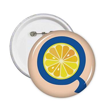 Imagem de Q Alfabeto Laranja Frutas Bonito Padrão Pinos Emblema Botão Decoração Acessório 5 peças
