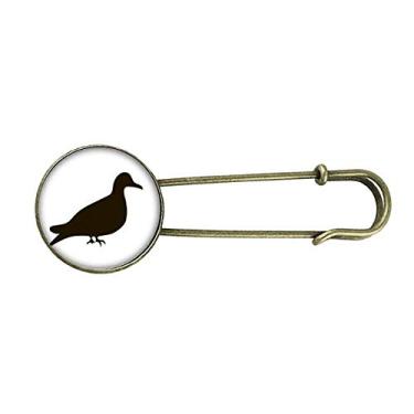 Imagem de Broche de metal retrô de pombo preto com estampa de animal