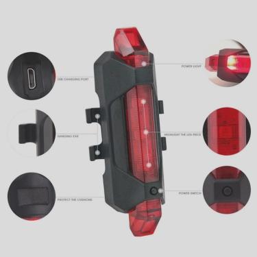 Imagem de Lanterna Bike Farol Led Bike Sinalizador Recarregável