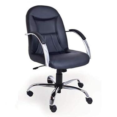 Imagem de Cadeira Escritório Day Presidente CompreAlegre Giratória Reclínio Cromada Preta
