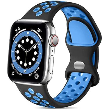 Imagem de Hoopyeecase Compatível com Apple Watch Bands 44mm 42mm 40mm 38mm, Silicone Esporte À prova d'água Respirável macia Substituição pulseira de relógio para iWatch SE Series /6/5/4/3/2/1