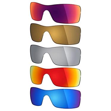 Imagem de 5 pares de lentes polarizadas de substituição Mryok para óculos de sol Oakley Batwolf – azul gelo/vermelho fogo/prata titânio/bronze dourado/meia-noite sol
