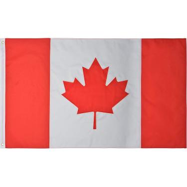 Imagem de Bandeira do Canadá Green Grove Products 7,62 x 1,52 m de nylon 210D premium para uso externo bordada bandeira canadense